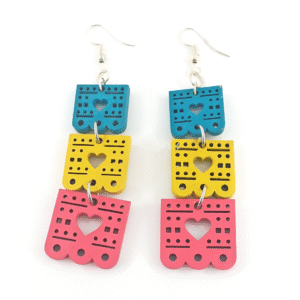 Aretes Cadena de Tres Papel Picado